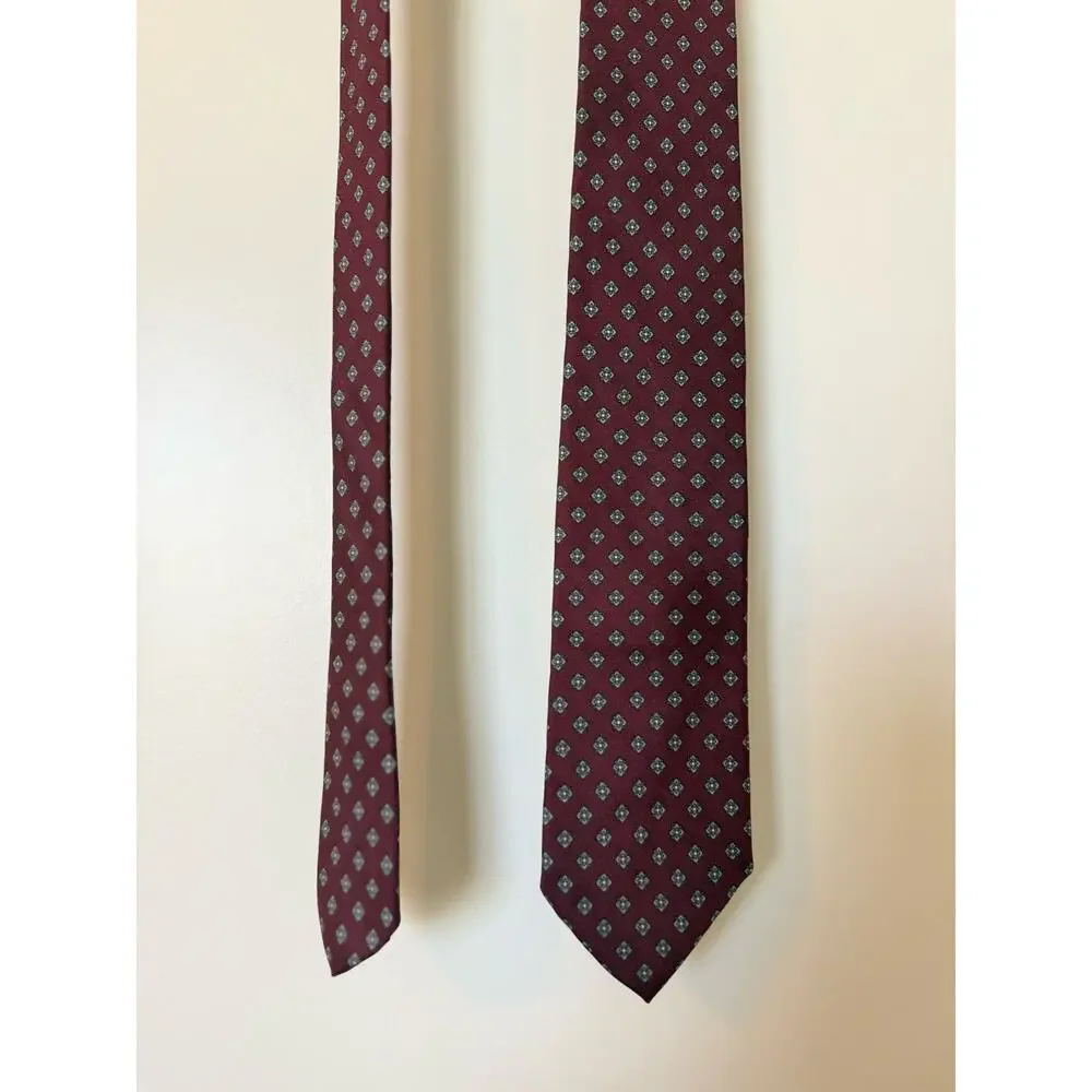 Vintage Christian Dior Monsieur Burgundy Geometric Tie Made in USA